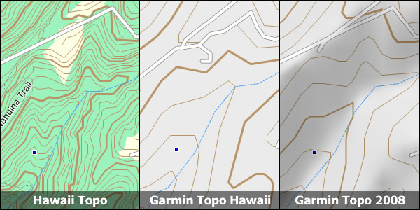 Comparison of Hawaii Topo to Garmin Topos